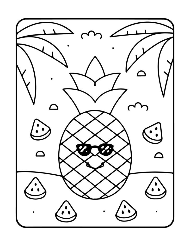 Cute Summer Kawaii Coloring Pages
