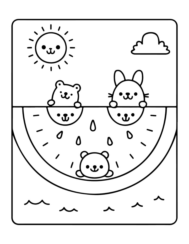 Cute Summer Kawaii Coloring Pages