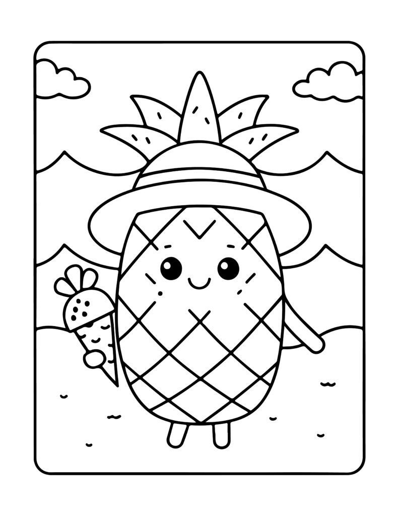 Cute Summer Kawaii Coloring Pages