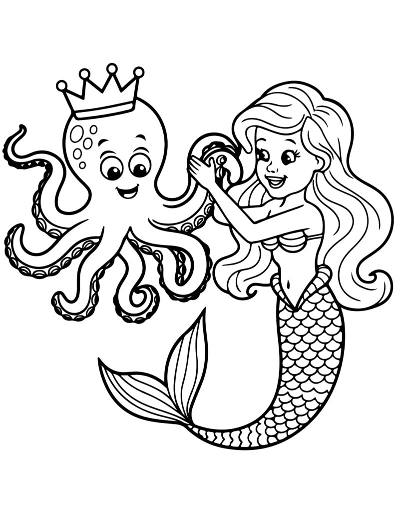 Cute Mermaid Coloring Pages Printable