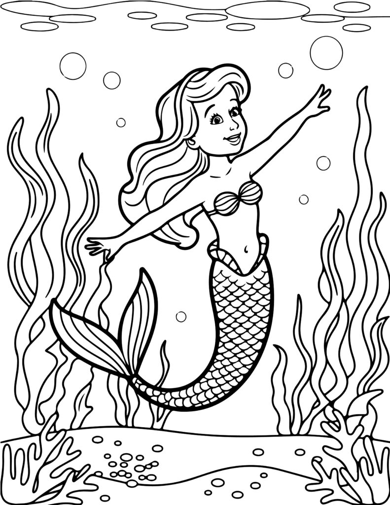 Cute Mermaid Coloring Pages Printable