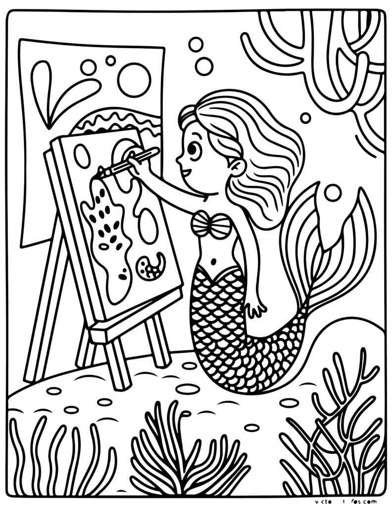 Cute Mermaid Coloring Pages Printable