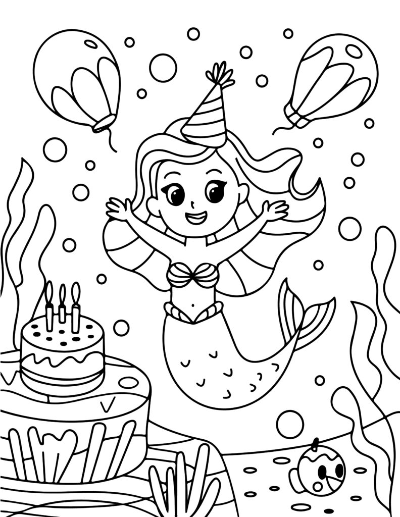 Cute Mermaid Coloring Pages Printable