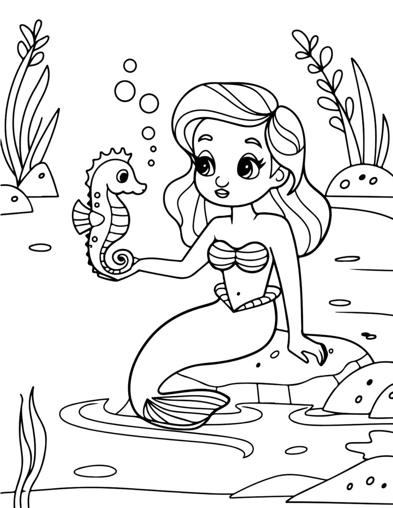 Cute Mermaid Coloring Pages Printable