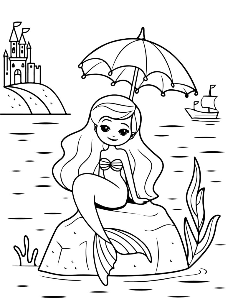 Cute Mermaid Coloring Pages Printable