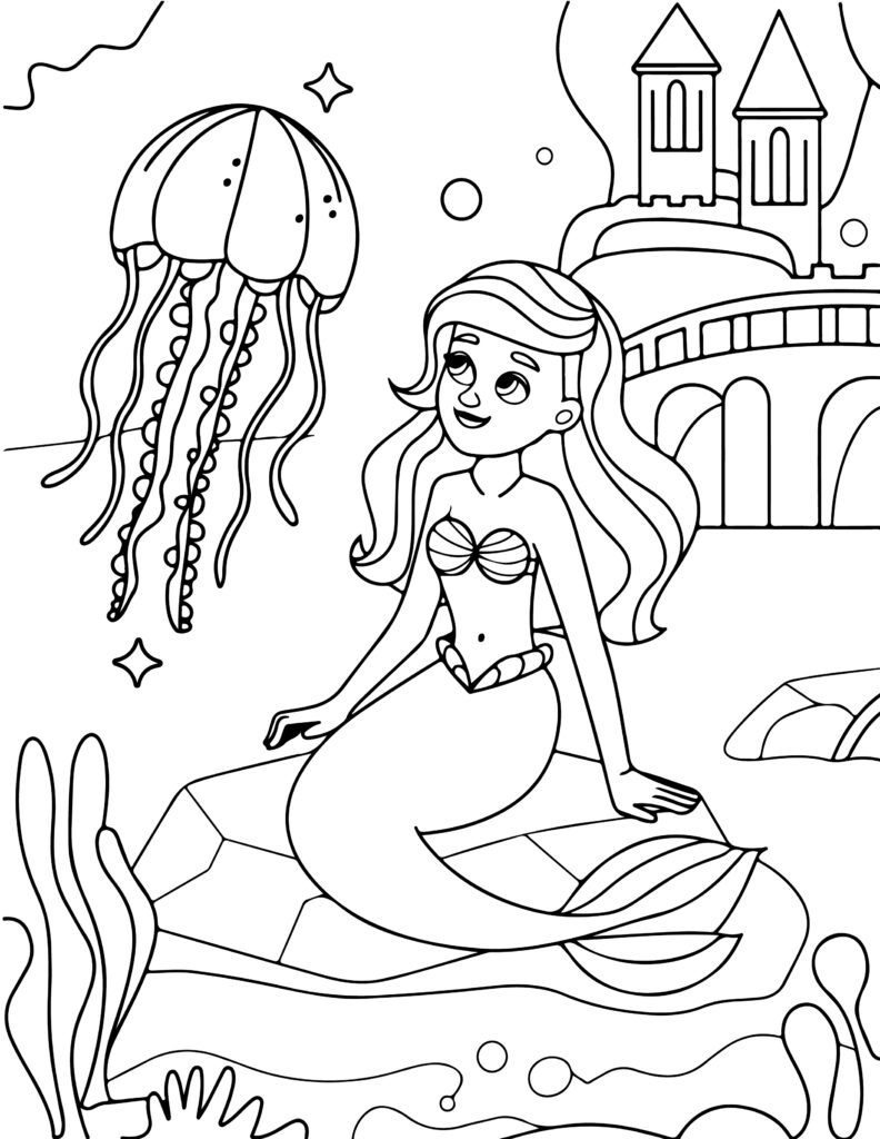 Cute Mermaid Coloring Pages Printable