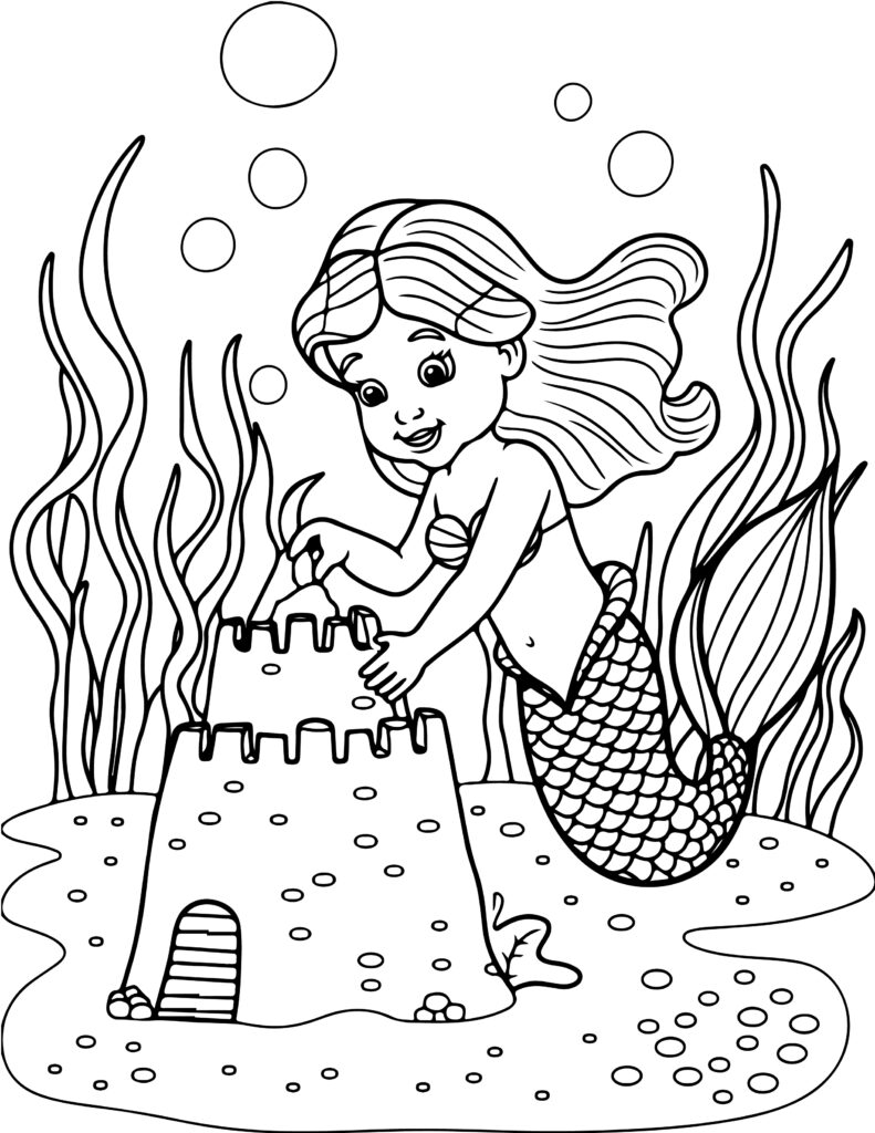 Cute Mermaid Coloring Pages Printable