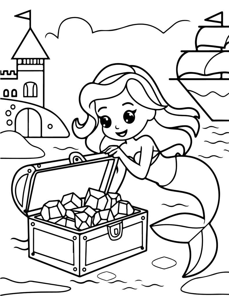 Cute Mermaid Coloring Pages Printable