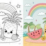 Cute Summer Kawaii Coloring Pages