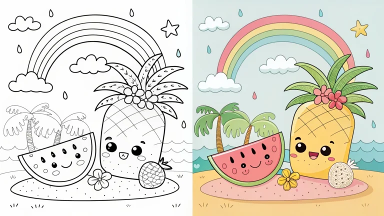 Cute Summer Kawaii Coloring Pages