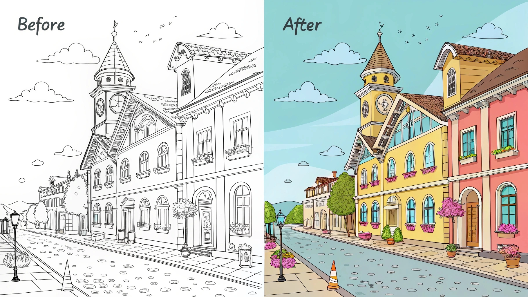 Adorable Town Coloring Pages